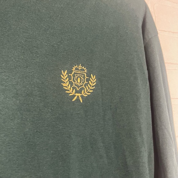 AVON STYLE Vintage Womens Sweater Dark Green Mock Neck Crest Cotton Blend MED - Picture 3 of 7